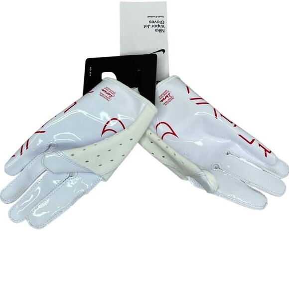 NWT Nike Vapor Jet 7.0 White Red Football Gloves Youth Size Small - Picture 5 of 6